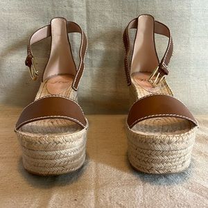 J. Crew | Leather platform wedge espadrilles | 6.5 | Brown Leather